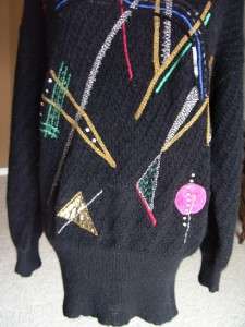 ESCADA VTG Early 80s Black Color Embellished Mohair Knit Tunic 