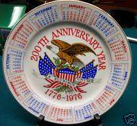 1976 200th Anniversary Calendar Plate Spencer Gifts  