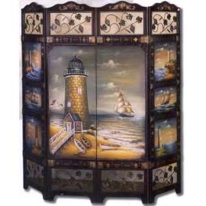   Panel Painted Wooden Nautical Screen / Room Divider