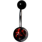 Body Candy Black Red Peace Chinese Symbol Belly Ring