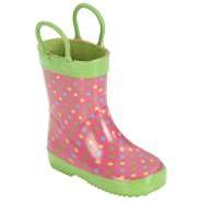 Girls Dacia Polka Dot Rain Boot   Green/Pink 