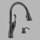 delta arabella single handle pull down kitchen faucet with soap