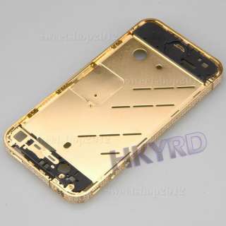 Gold Diamond Bezel Frame Chassis Housing For Iphone 4G  