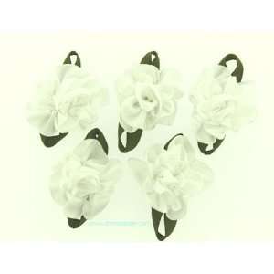  Satin Chrysanthemum Flower in White   12 Pieces 
