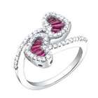of Diamonds 1 Carat Diamond &Ruby 14k White Gold Heart Birthstone Ring 