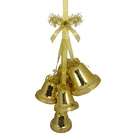   Gold with Gold Glitter Shatterproof Hanging Bells Christmas Decoration