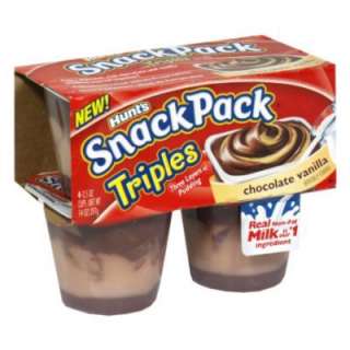 Hunts Snack Pack Pudding, Triples Brownie Mix, 4 pk. 3.25 oz each. 13 