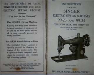 Singer 99 23 and 99 24 Sewing Machine Manual On CD  