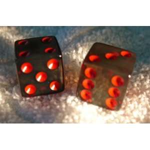  Black With Red Dots Transparent Dice Pair 