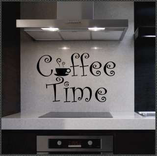 Vinyl Wall Lettering Quotes Coffee Time cup kitchen decal  