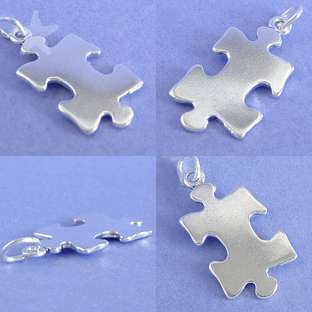 JIGSAW PUZZLE PIECE Sterling Silver Charm Pendant  