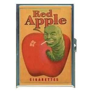  Red Apple Cigarette Green Worm ID Holder, Cigarette Case 