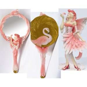   Set of 2 ~ Flamingo Fairy Figurine 6976, Flamingo Fairy Mirror 6980