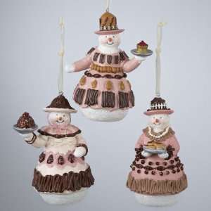 Pack of 6 Frosted Snowlady with Pastry Plate Christmas Ornaments 3.75