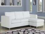 White Faux Leather Chaise Sectional Sofa  