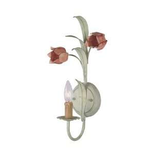 Crystorama Southport 1 Light Wall Sconce 4801 SR Sage Green & Rose
