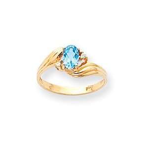   14k .03ct Diamond and Blue Topaz Birthstone Ring   JewelryWeb Jewelry
