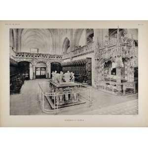 1911 Print Choir Stall France Brou Church Gothic Religion 