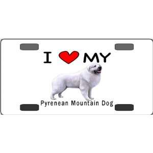  I Love My Pyrenean Mountain Dog Vanity License Plate 