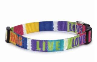 Zack & Zoey Inspirational Nylon Dog Collar Tie Dye Love  