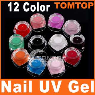 12 Colors UV Gel Acrylic Nail Art Glitter Builder Set  