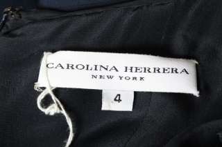 CAROLINA HERRERA Navy Blue+Pink Floral Applique Halter Neck Gown Long 