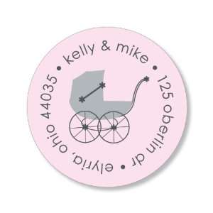 Love + Marriage Pink Round Baby Shower Stickers