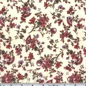  45 Wide Madame Butterfly Floral Fan Cream Fabric By The 