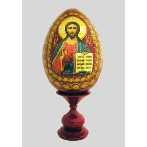  The Christ Icon Decoupage Wood Egg, Orthodox Authentic 