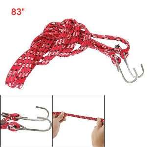   Red Elastic Bungee Rope Luggage Cord w 2 Metal Hooks