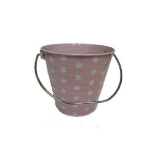  $ 1.50 Each Metal Bucket 5.5x6 Pink with white Polke dot 