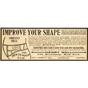  1905 Ad Henry Noll Comfortable Obesity Weight New York 