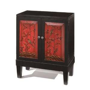 Asian Fusion 2 door Cabinet 30hx24.5w Distrss Blk/red  
