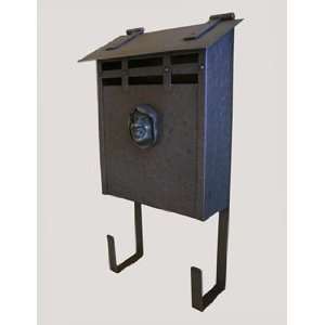   Arts & Crafts Hammered Antique Copper Mailbox with Decorative Monk