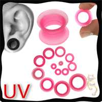 Pink Skin Double Flare Plugs Tunnels Body Soft Guage G  