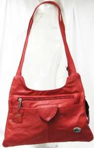 Organizer Purse Red Genuine Leather Travel Shoulder Bag Medium Satchel 