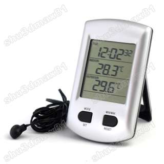 Indoor Outdoor LCD Digital Thermometer Sensor CLOCK  