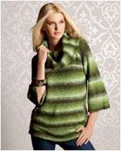Sydney Easton NY Womens Cowl Neck Stripe Pocket Sweater  