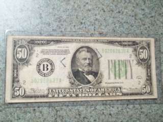 1934 $50 Federal Reserve Note New York B2 Fifty BA  