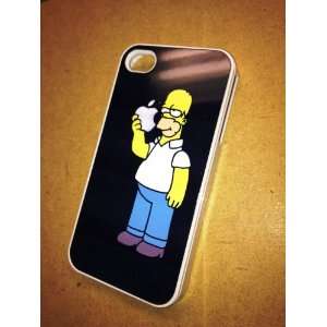   Homer Simpson Eating Apple iPhone 4 + 4s Black Case 