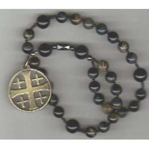  Anglican Rosary of Rainbow Obsidian, Jerusalem Cross 