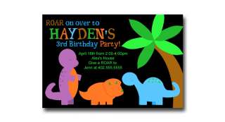 Custom Retro Dinosaur Birthday Party Invitations  