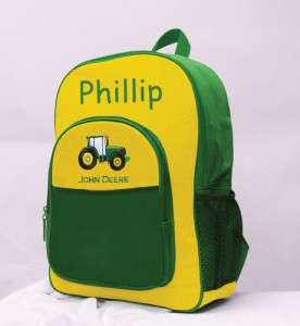 Personalized John Deere Backpack Green & Yellow Use as Diaper Bag 