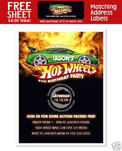 HOT WHEELS Birthday Party SCRATCH OFF INVITATIONS  