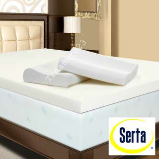 Serta 4 inch Memory Foam Mattress Topper With Pillows  