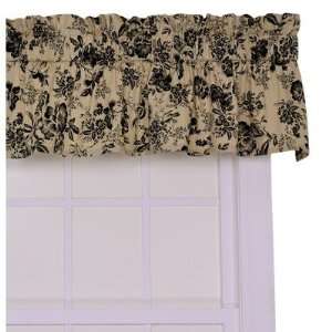   Floral Toile Tailored Valance Window Curtain in Black