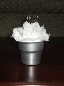 NEW White Flower Pot Wedding Photo Place Card Holders 6  