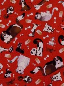 POUND HOUND DOGS ON RED W/BLK DOTS  Cotton Quilt Fabric  