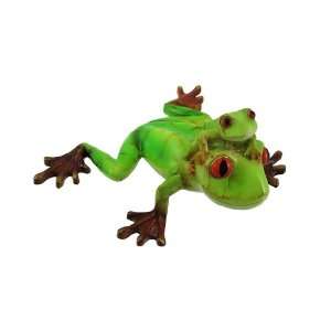  Pale Green Father and Son Tree Frog Statue Figurine