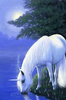 Unicorn horse misty moon limited edition aceo print art  